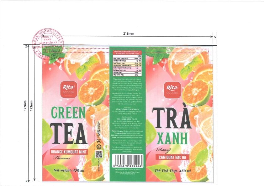 TRÀ XANH HƯƠNG CAM QUẤT BẠC HÀ / GREEN TEA WITH ORANGE KUMQUAT MINT FLAVOURS