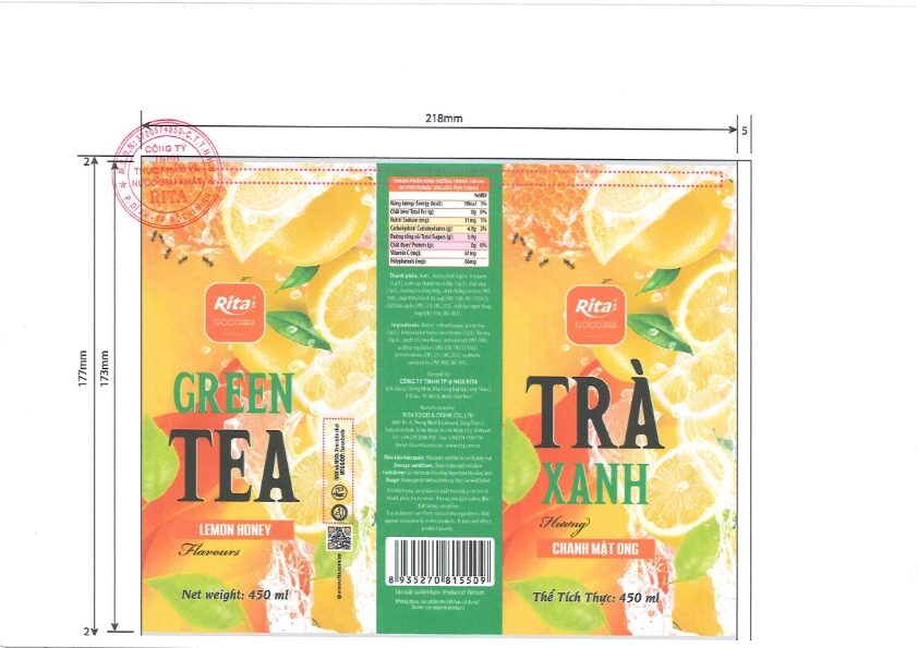 TRÀ XANH HƯƠNG CHANH MẬT ONG/ GREEN TEA DRINK WITH LEMON HONEY FLAVOURS