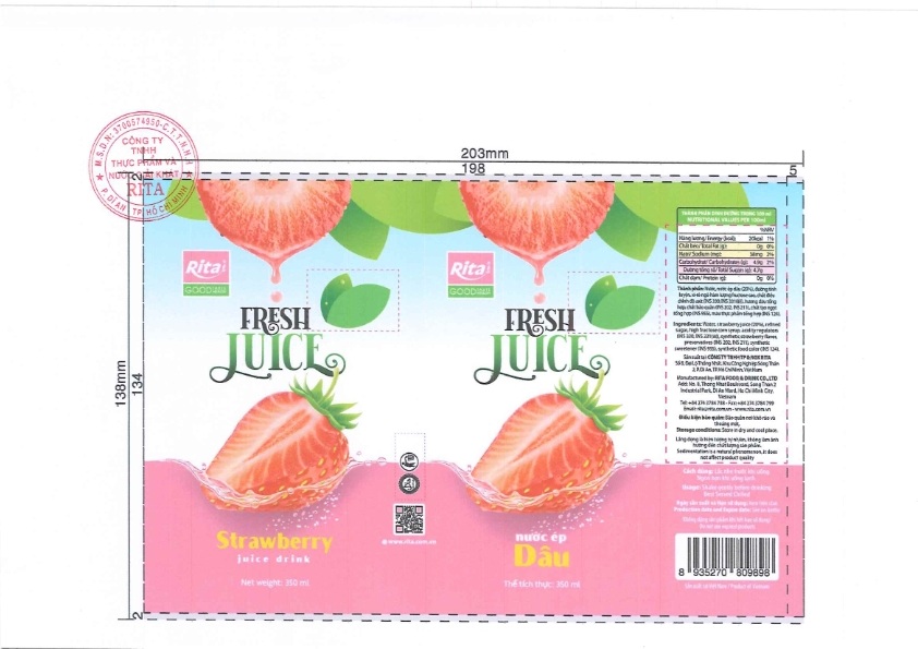 RITA.2026-NƯỚC ÉP DÂU-STRAWBERRY JUICE DRINK-PET BOTTLE 450ml