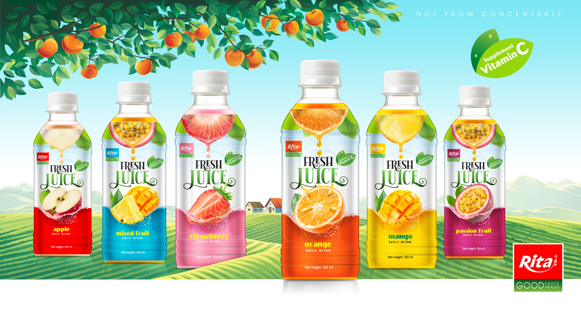 350ml Pet bottle fresh original tropical fruit juice