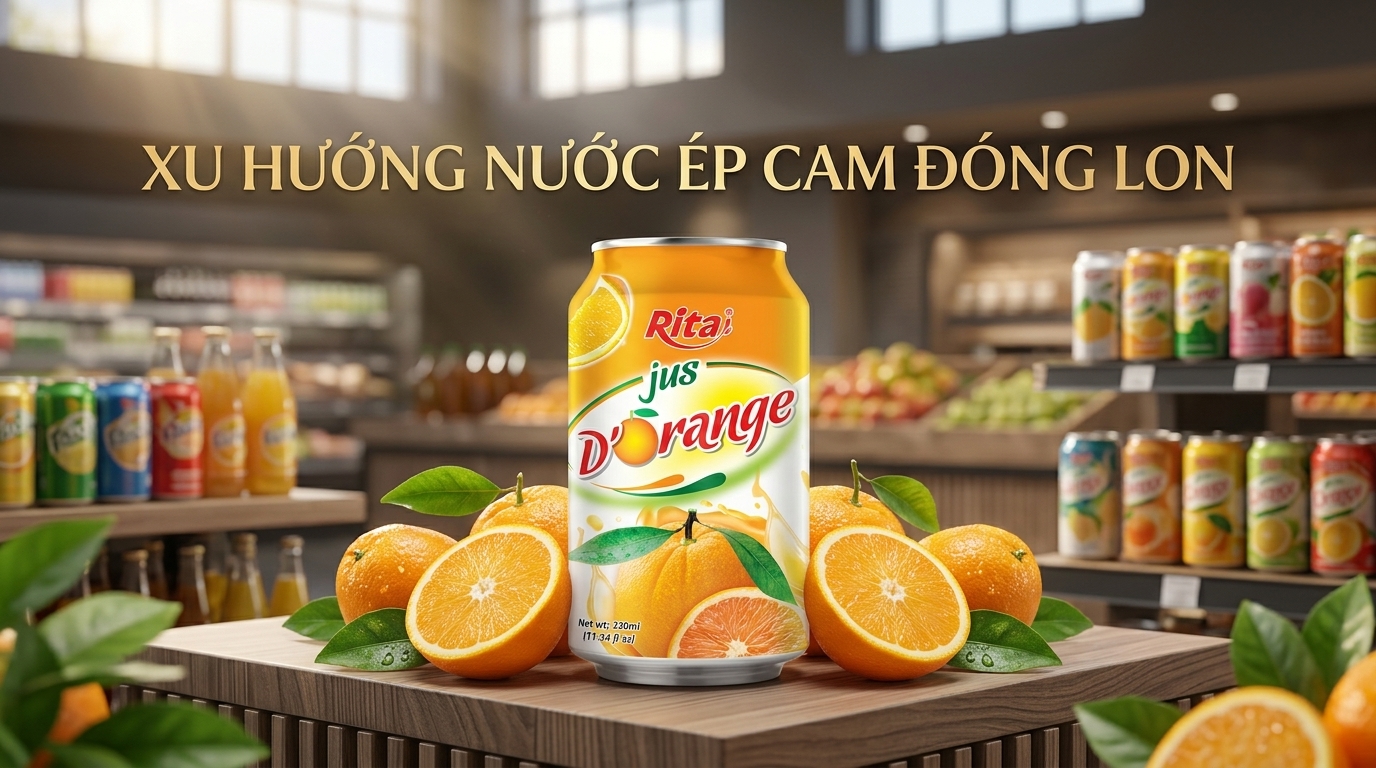 XU HƯỚNG NƯỚC ÉP CAM ĐÓNG LON XUẤT KHẨU