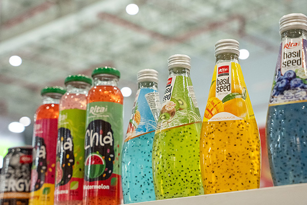 Sản phẩm nước giải khát trưng bày tại Triển lãm FoodExpo 2025
