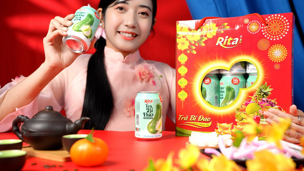 trà bí đao đóng hộp món quà tết cao cấp